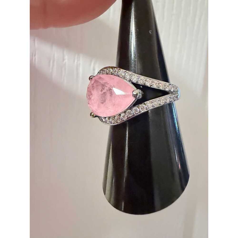 Pink on Silver Ring